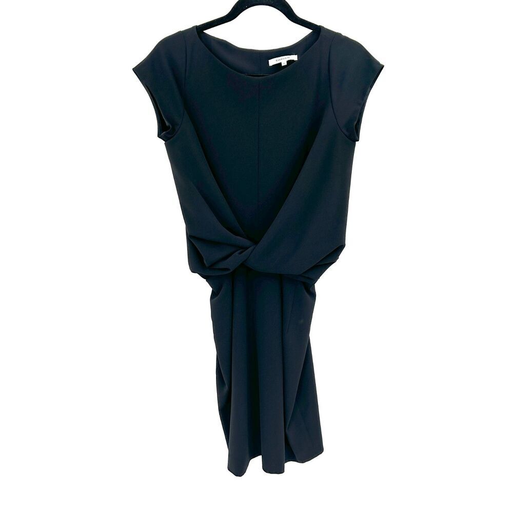CARVEN Black Twist Front Sleeveless Back Zip Office Mini Dress Size EU 38